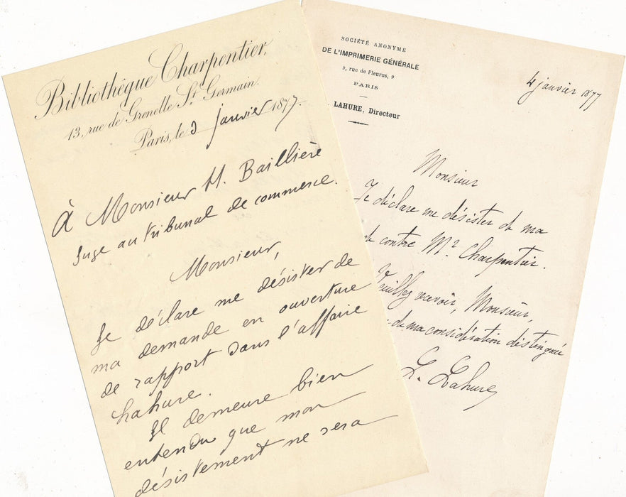 éditeur Georges CHARPENTIER 3 lettres autographes photo DUEZ BASTIEN-LEPAGE