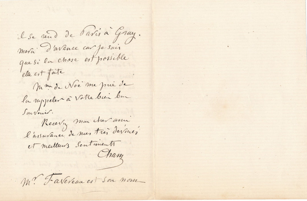 CHAM demande une place à tarif réduit pour un ami lettre autographe signée