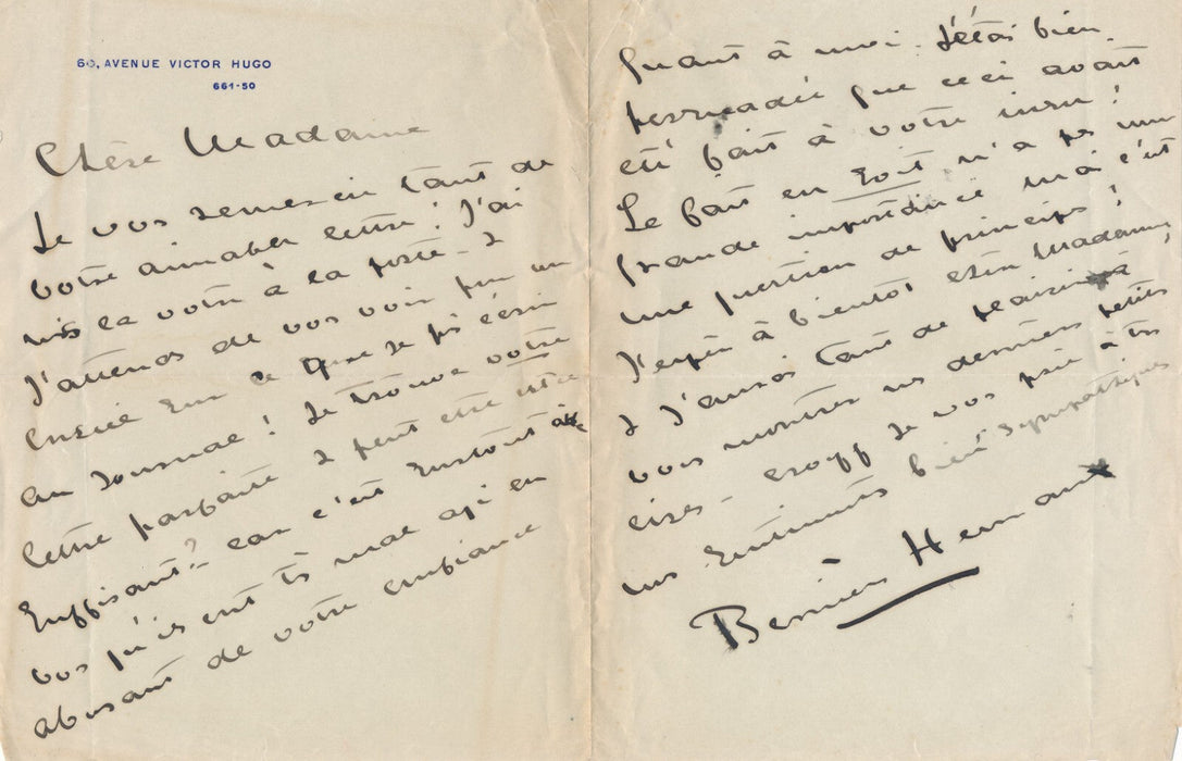 5 lettres autographes adressées à critique art Muriel CIOLKOWSKA Rodin