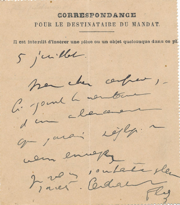 Edmond FLEG lettre autographe signée mandat figure du judaïsme 1931