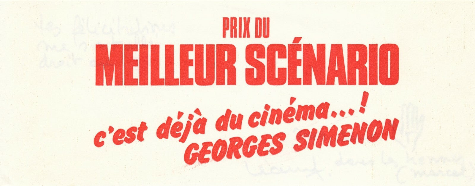 Cinéma Pierre Léaud manuscrit entretien et divers autographes prix Siménon