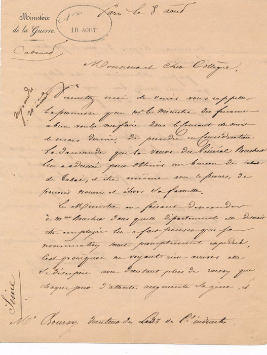 Jean Paul Adam Schramm général Empire lettre autographe signée demande tabac