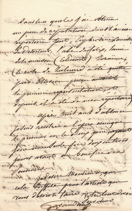 Jean-Baptiste Sauveur GAVAUDAN sa biographie lettre autographe opéra chanteur