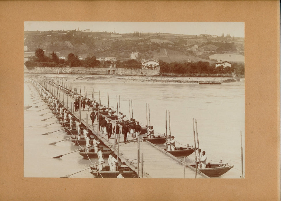 photo Estressin Manœuvres Rhône pontage 1899 albumine époque armée