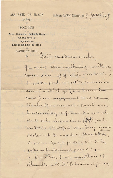 Armand Duréault Mâcon Académie Correspondance 4 lettres femme féminisme Blanchet