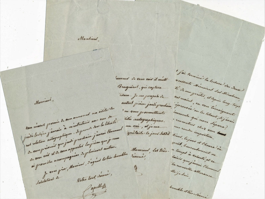 Chanson Pierre CAPELLE chansonnier 4 lettres autographes signées MONTIGNY caveau