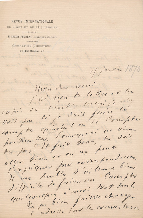 Ernest FEYDEAU père de Georges 5 lettres autographes signées dont lectrice