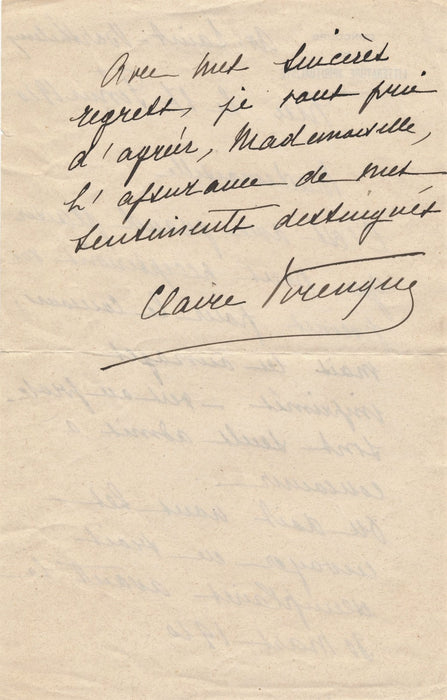 Claire VIRENQUE poète 3 lettres autographes signées concours spiritualiste