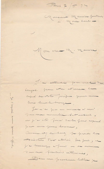 Maurice GUILLEMOT préface manuscrite 8 p. bronze 4 lettres projet Barbedienne