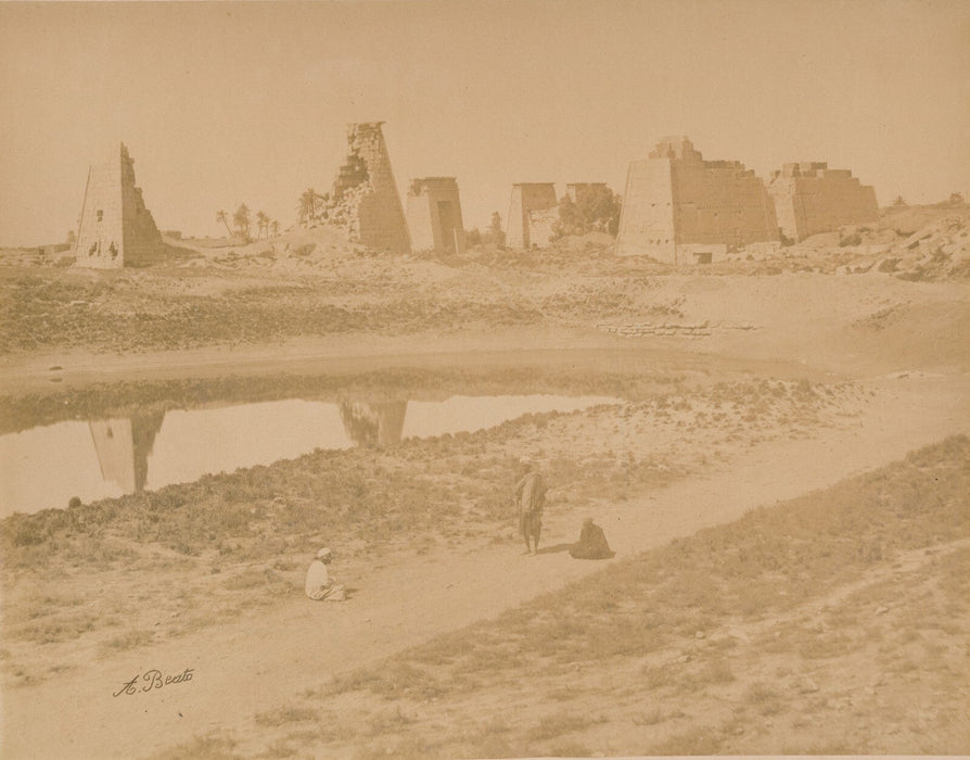 Beato 2 photo égypte Photographie  temple Hathor pylône Karnak albumine