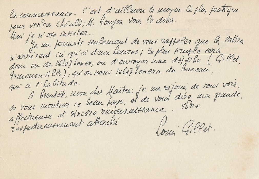 Louis GILLET évoque le bibliophile James Hazen Hyde carte autographe signée