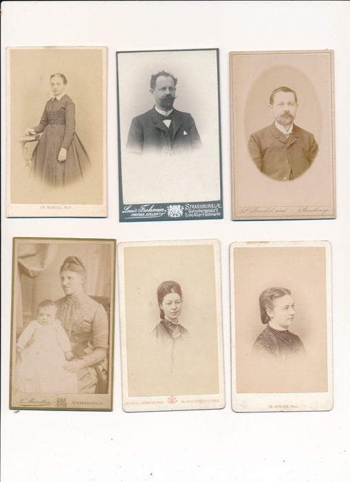 Strasbourg Famille BÜTTNER 13 photos cdv légendes Edmond Oscar Pauline Jennie...
