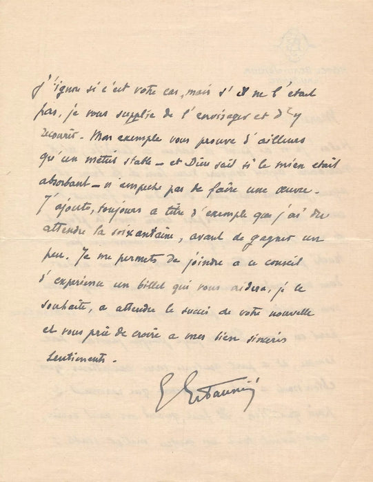 Édouard Estaunié 2 lettres autographes jeune romancier