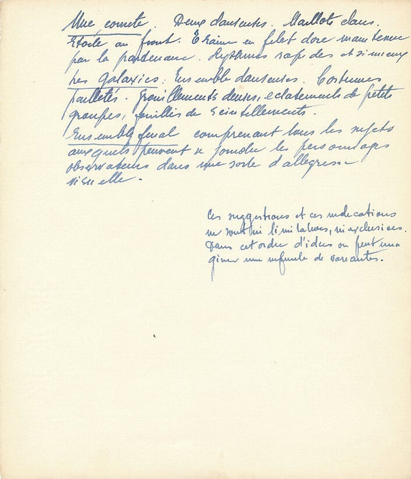 Images à danser manuscrit autographe chorégraphie 14 projets de ballets