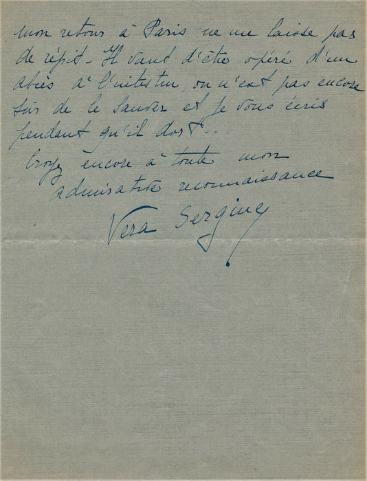 Théâtre Véra SERGINE actrice, Paul FORT Pierre Renoir lettre autographe signée