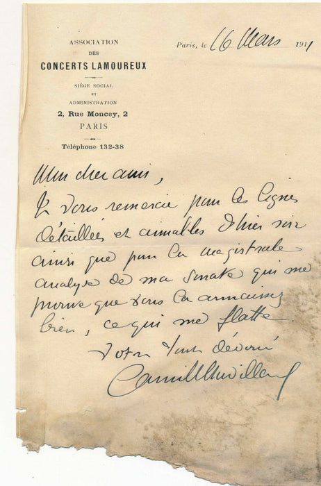 Camille CHEVILLARD compositeur chef orchestre 9 lettres autographes signées lot