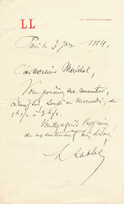 Léon LABBÉ chirurgien lettre autographe signée rendez vous Maréchal
