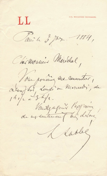 Léon LABBÉ chirurgien lettre autographe signée rendez vous Maréchal