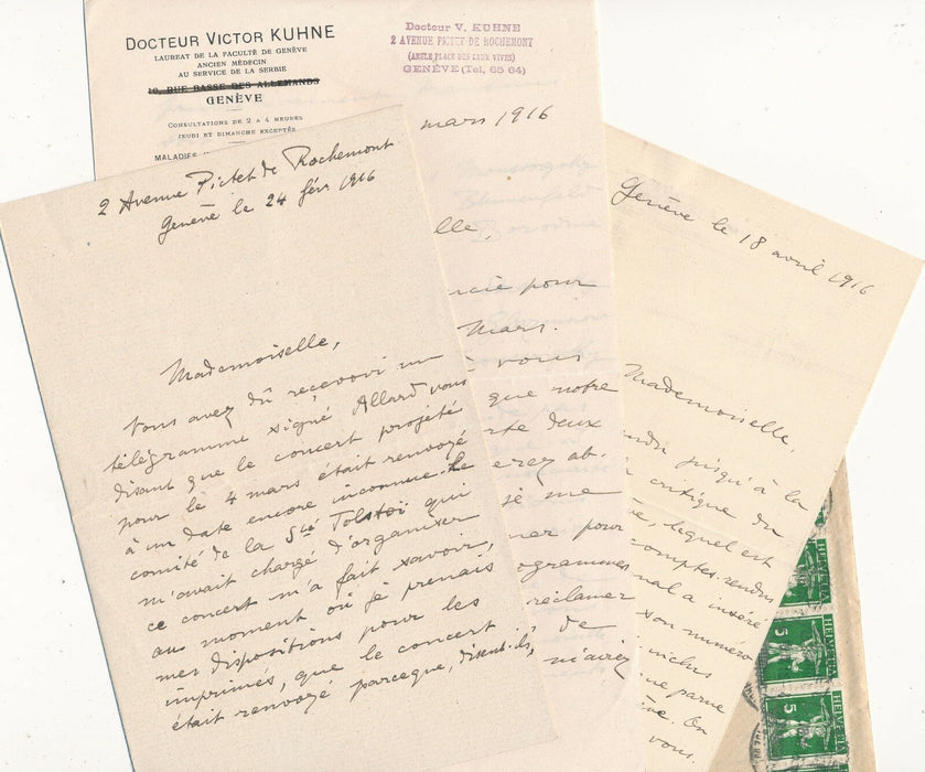 Victor KUHNE 4 Lettres Mercelle Million Serbie concert Société Tolstoï Genève