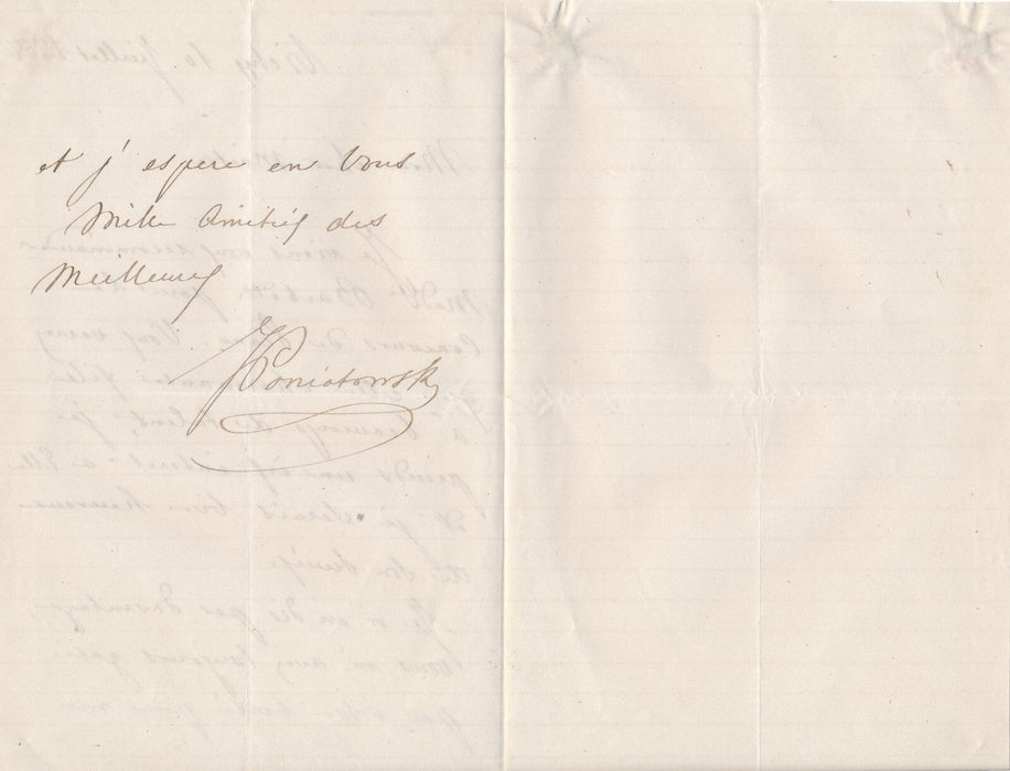 Joseph PONIATOWSKI recommande une jeune pianiste lettre autographe signée