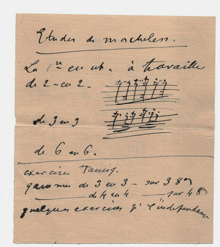 Raoul PUGNO note autographe exercice de musique ET 2 lettres signée cours