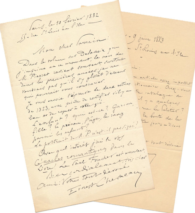 Ernest CHESNEAU 9 lettres autographes à CHAMPFLEURY Leech Delacroix Régnier