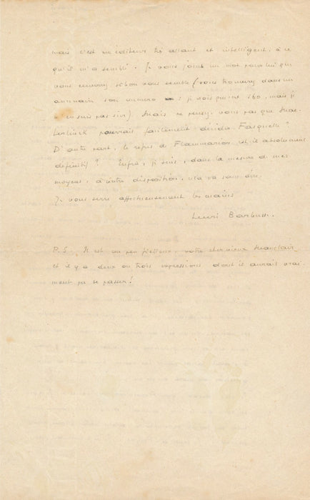 Henri BARBUSSE lettre autographe signée  féodalisme Allemagne politique Payot 