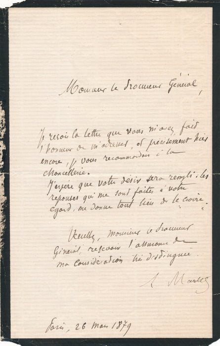 Droit justice politique 35 lettres autographes Henry du Buit Fourcade magistrats