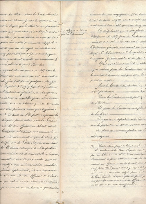Gaspard de Clermont Tonnerre ministre document signé Hurel 1826 inspection corps