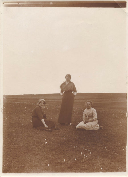 trois grâces au milieu fleurs prairie photo photographie argentique femmes