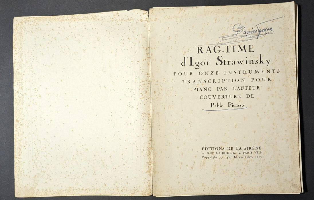 Ensemble partitions dont Stravinsky Ragtime Picasso Perez Poulenc Caplet...