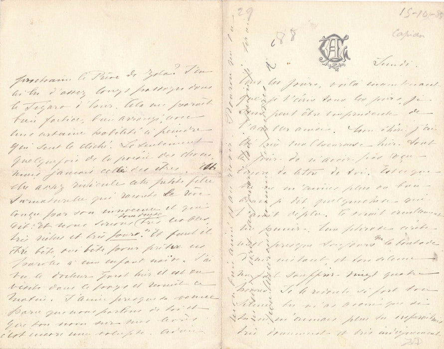 Littérature lettre autographe signée à Léon Serizier Le Bon Rire 