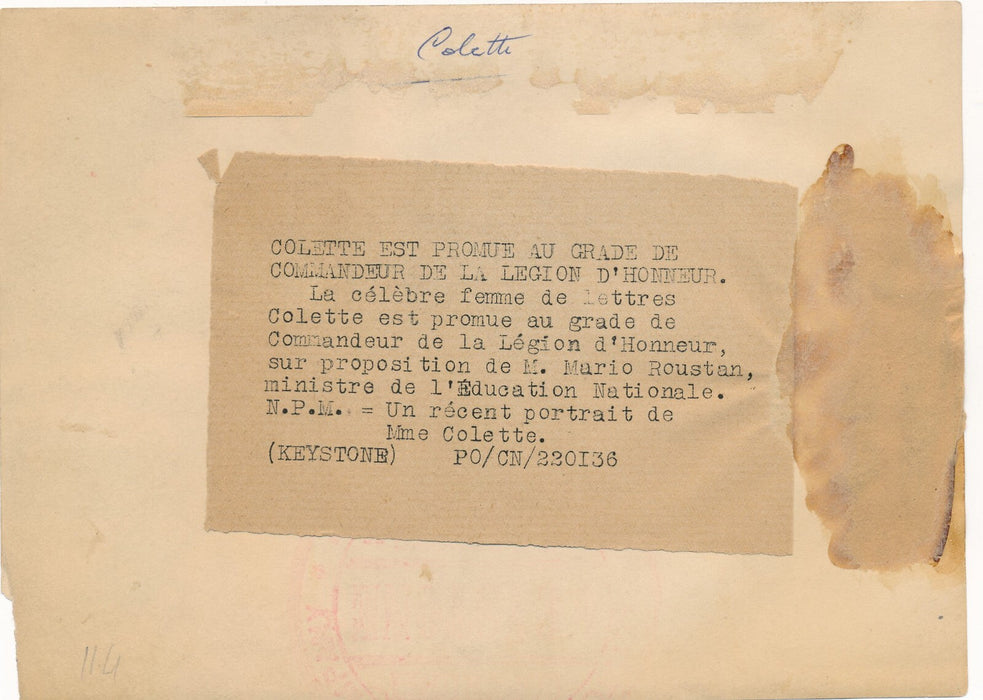 COLETTE écrivain photo photographie époque portrait