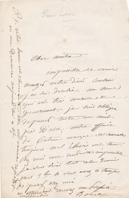 Beatrix Martine PERSON actrice lettre autographe signée DUMAS FLAUBERT