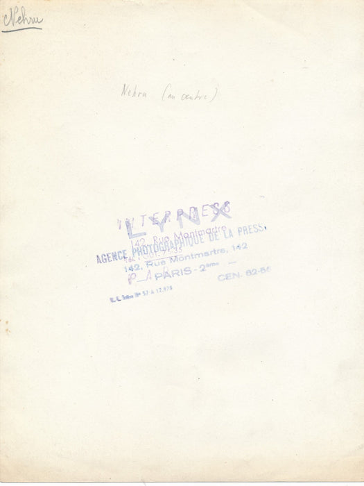 Nehru, Inde, à Paris, opéra de Paris buste Lenoir tirage époque c. 1950 photo