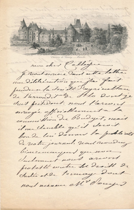  économie commerce J. Florian comte de Kergorlay autographe St Lo Canisy 