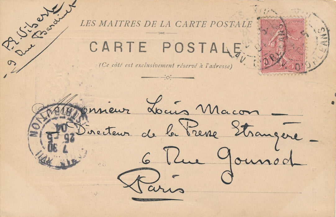 Pierre-Eugène VIBERT carte postale autographe signée Louis Macon coupes en argen