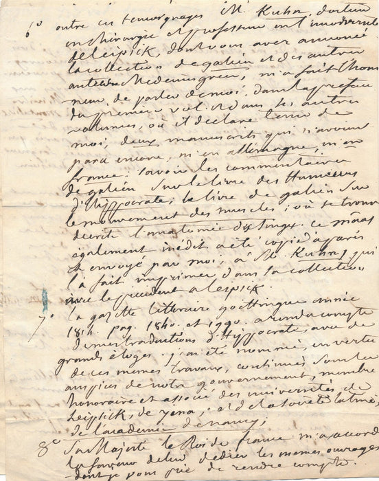 François Christophe Florimond de MERCY Corpus hippocratique lettre autographe