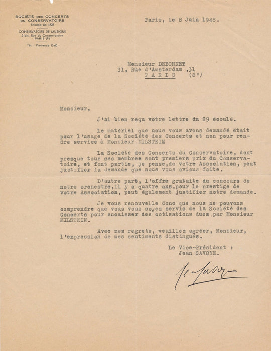 violoniste Musique Jean Savoye secrétaire Société Concerts Conservatoire 2 LTS
