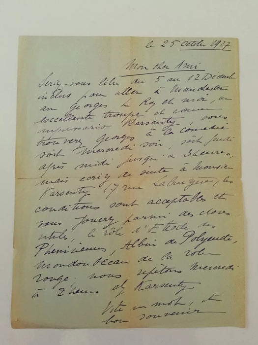 Jeanne DELVAIR comédienne 4 lettres à Paul-Courant ET  lettre père Carré