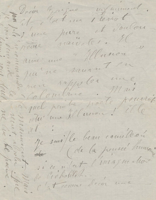 Berthe REYNOLD poétesse Lyon lettre autographe signée une idée ! un décor !