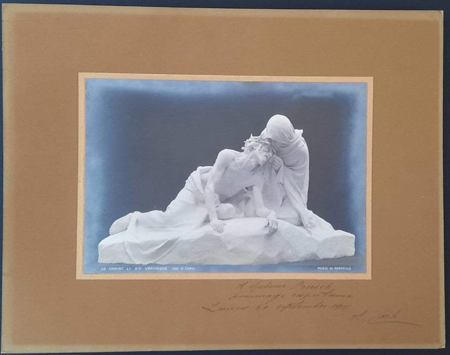 Auguste CARLI Marseille sculpteur photographie signée Christ Sainte Véronique
