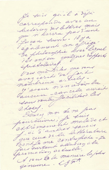 L. de GONZAGUE FRICK 6 lettres autographes signées cite Jean Cocteau André Billy
