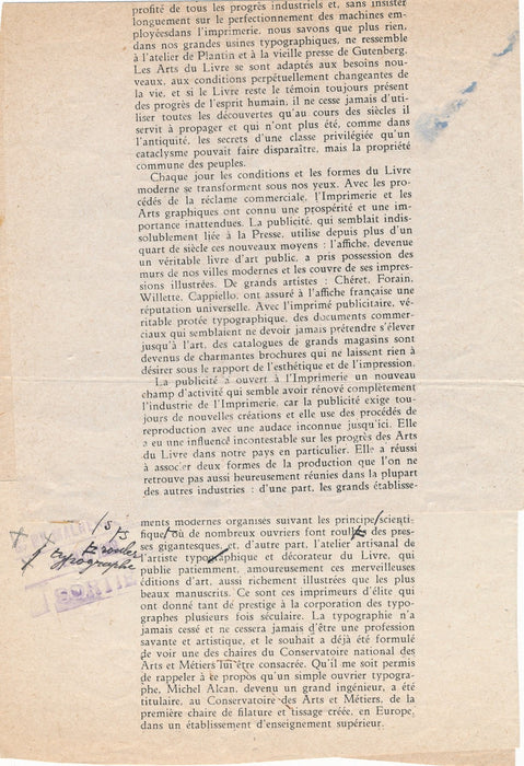 Henri Gabelle texte corrections autographes imprimerie arts du livre CNAM