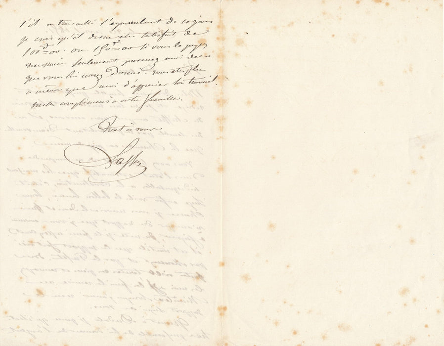 Jean-Baptiste LASSUS contrôle devis lettre autographe signée Dadole architecte