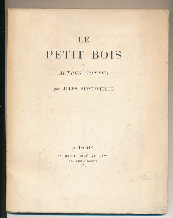 Jules SUPERVIELLE Petit Pois et autres contes 1947 exemplaire signé autographe