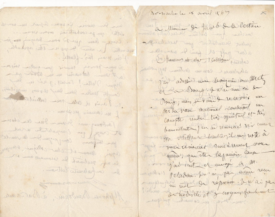 Alphonse BAUDOUIN  7 lettres autographes signées à Eugène de LA COTTIÈRE Aube