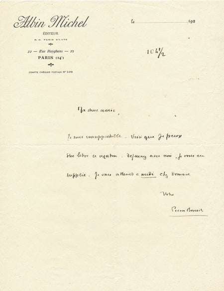 correspondance littérature Pierre BENOIT 3 lettres autographes signée Paul YRAM