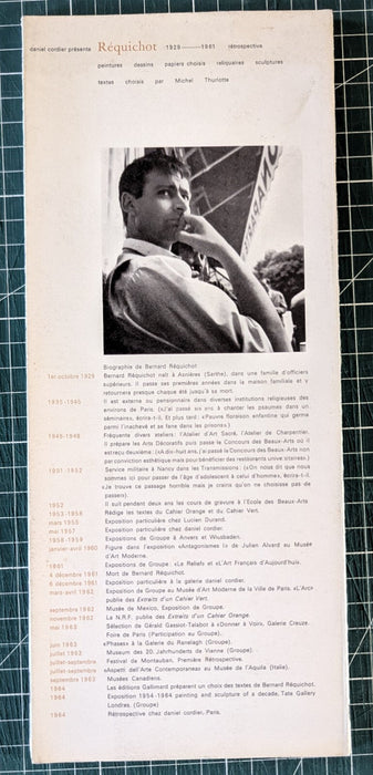 Plaquette d’exposition Bernard Réquichot  galerie Daniel Cordier Paris 1964