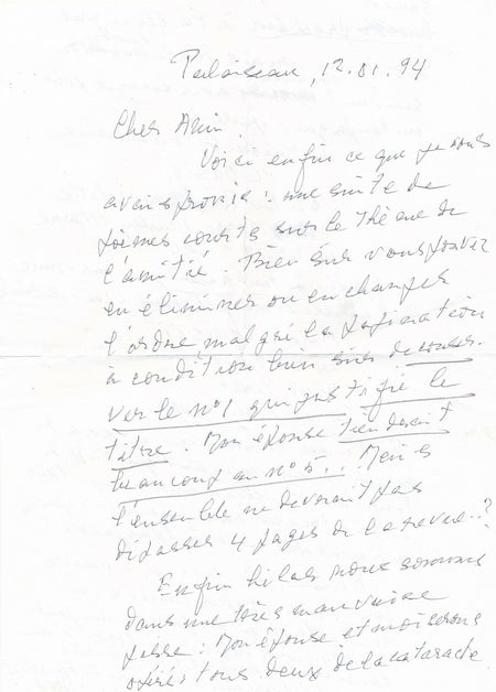 François DODAT lettre autographe signée ET recueil autographe poèmes Main Ami